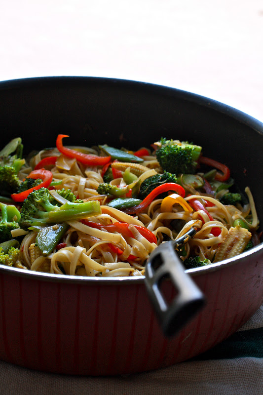 spicy noodles stir fry with vegetables